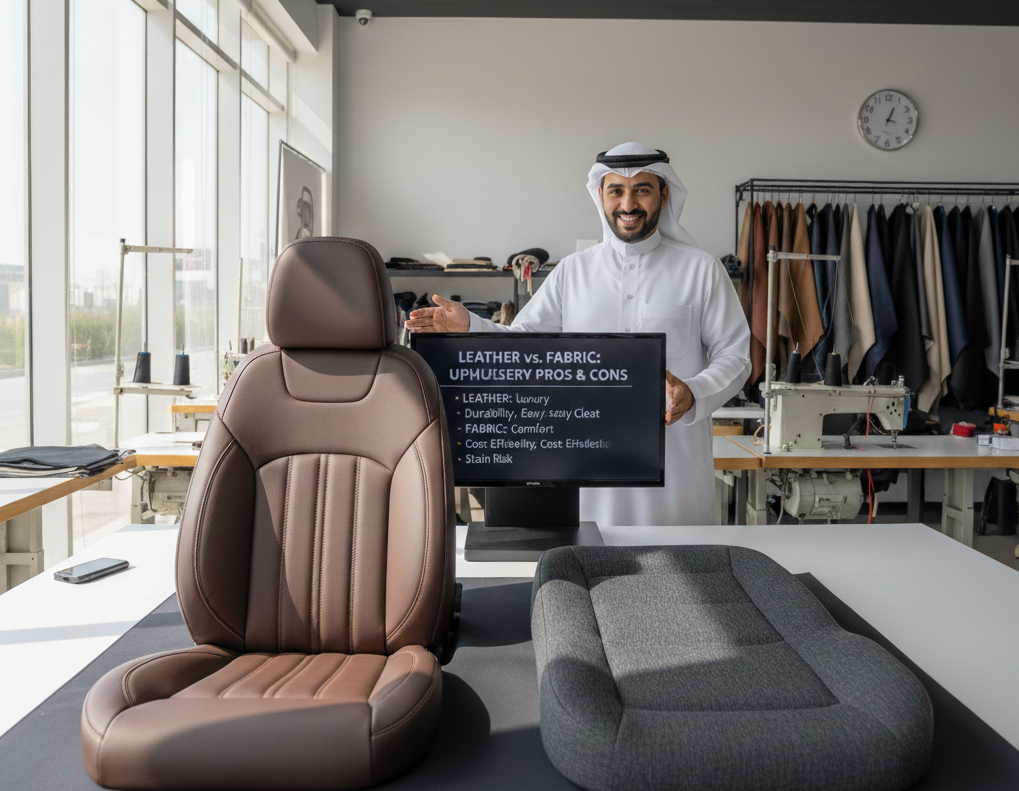 Expert car upholstery shop in Qatar providing leather and fabric restoration.