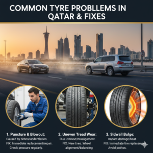 Common tyre problems faced by drivers in Qatar – expert tyre inspection at best tire shop in Qatar