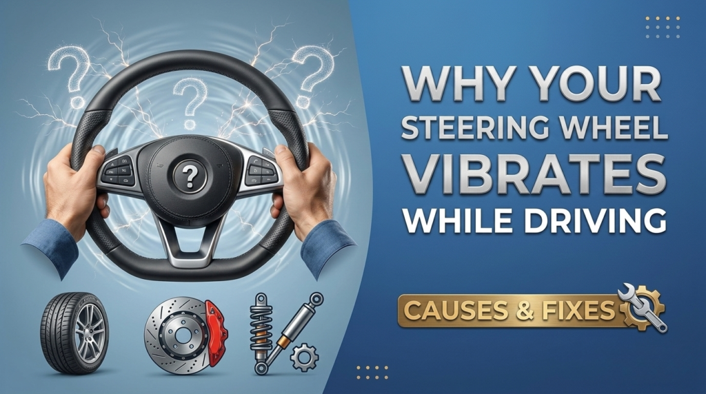 Car steering wheel vibrating while driving due to tyre imbalance or wheel alignment issues